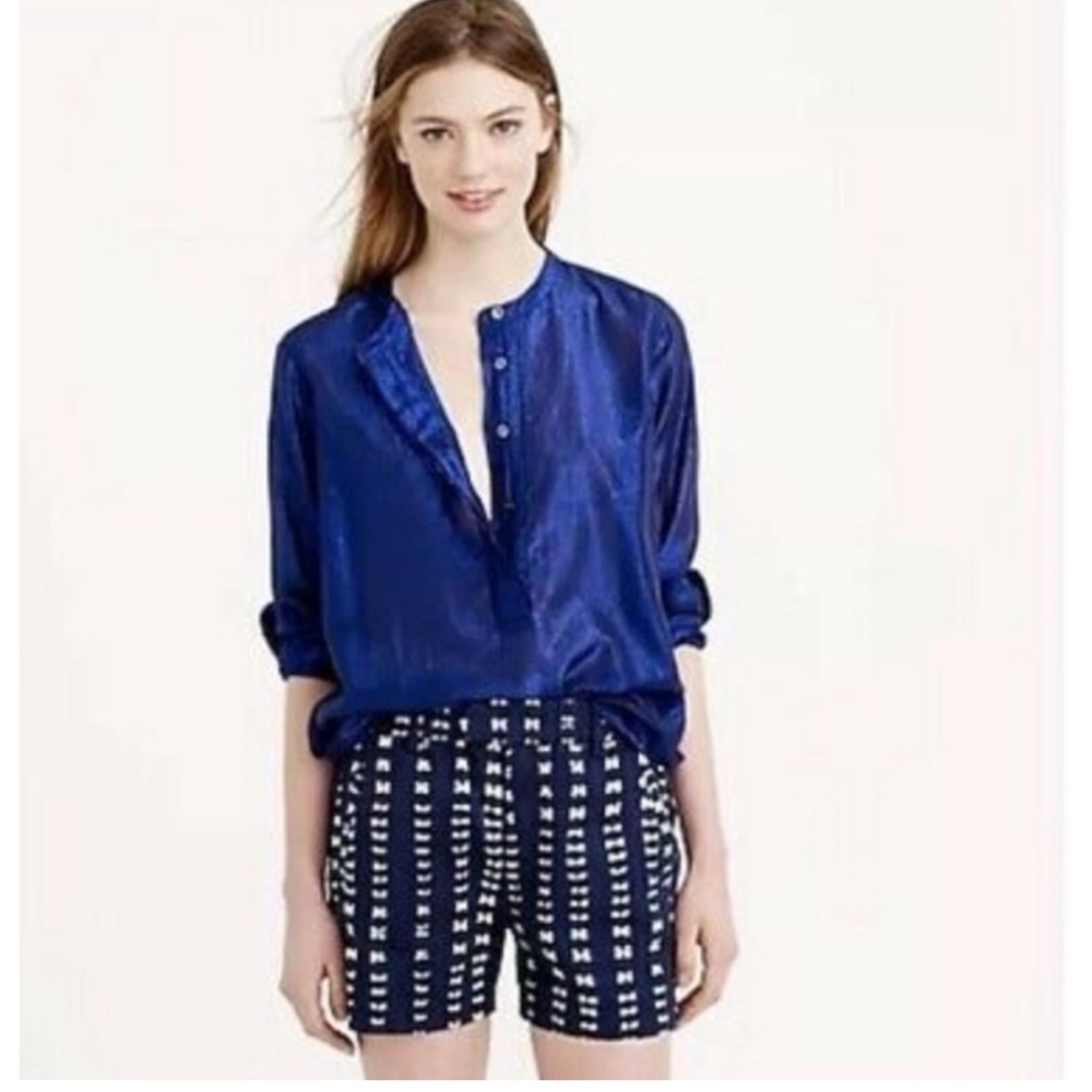 J. Crew Adire Shorts in Navy Blue Shibori Indigo. Size 8.